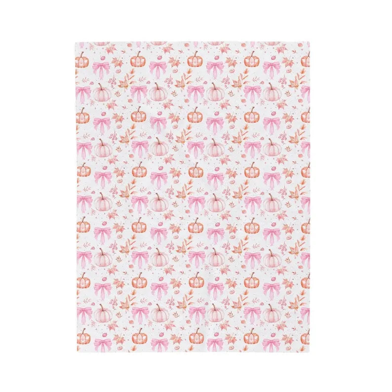 Halloween Velveteen Plush Blanket |   Whimsical Pink Pumpkin Fall Home Decor |   Cozy Autumn Dorm Room Bedding |   Cute Halloween Throw Blanket