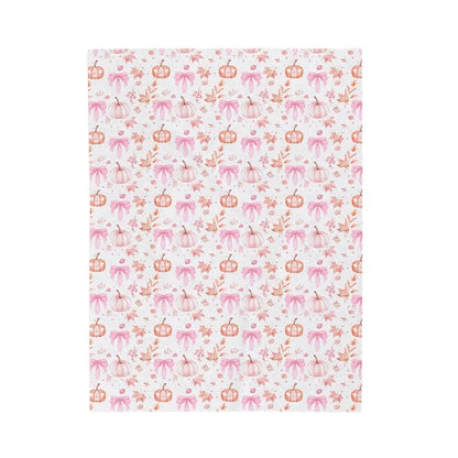 Halloween Velveteen Plush Blanket |   Whimsical Pink Pumpkin Fall Home Decor |   Cozy Autumn Dorm Room Bedding |   Cute Halloween Throw Blanket
