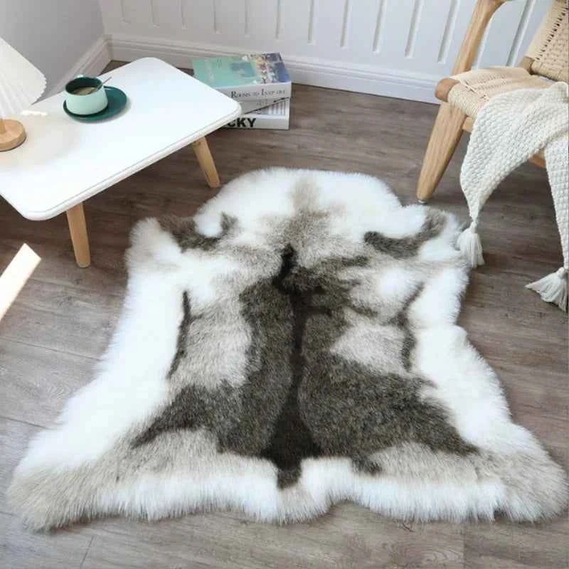 Modern Minimalist Machine Washable Faux Reindeer Fur Carpet Bedroom Blanket Floor Mat Bedside Faux Animal Blanket