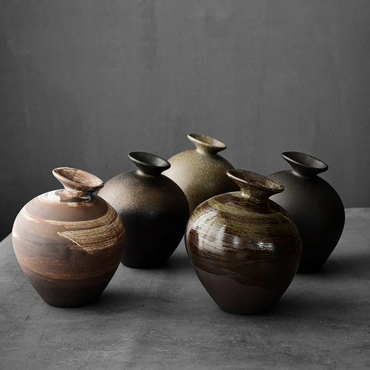 Vases en céramique, Vases en céramique bruts, Petits pots de fleurs, Arrangements floraux à l'ancienne, Décorations de table, Fleurs zen