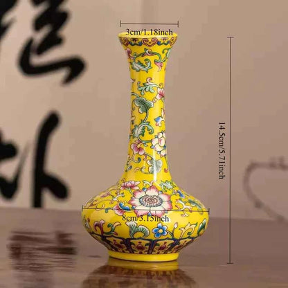 Jingdezhen enamel ceramic flower arrangement Chinese ethnic style living room flower arrangement decoration technology
