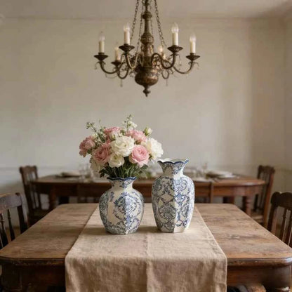 1PCS  New Chinese Hand-Painted Blue and White Porcelain Vase Arrangement Decor for Living Room Dining Room Entryway