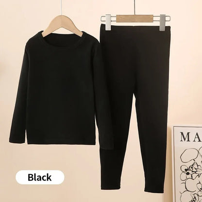 2-Piece Children's Thermal Underwear Suit Boys' Autumn Clothes And Trousers Padded Cotton Sweater Girls' Casual Joker Home Cloth