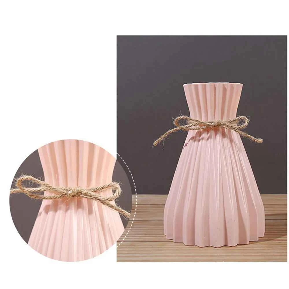 Creative Origami Vase European Pleated Vase Plastic Waist Folding Flower Vase Folding Paper Style Dry Flower Bottle Modern