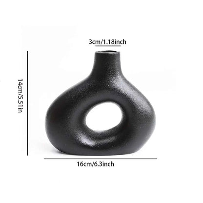 Bohemian style ceramic vase, creative donut vase, flower arrangement container, home decoration vase