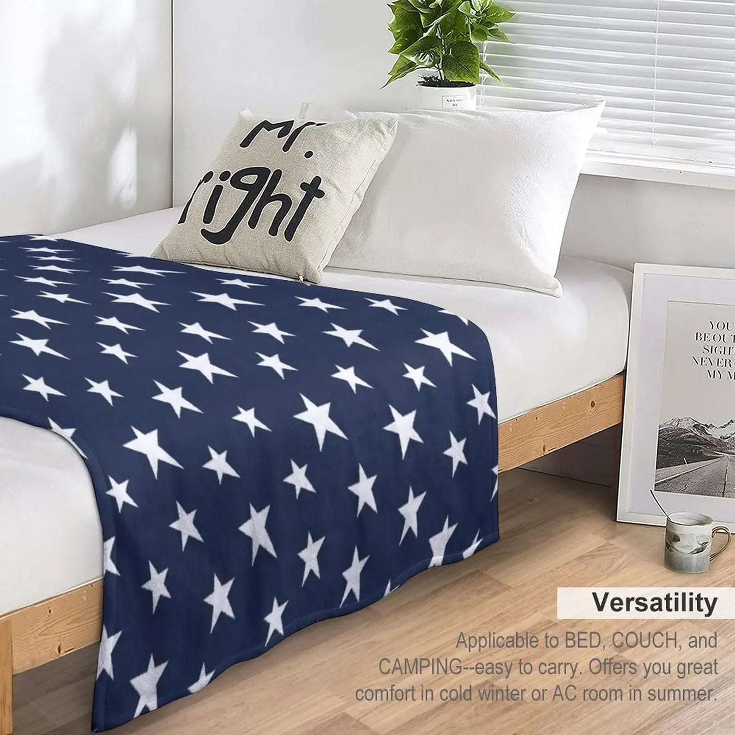 Rustic Stars on Navy Blue Throw Blanket Plaid Blankets For Bed Luxury Blanket anime