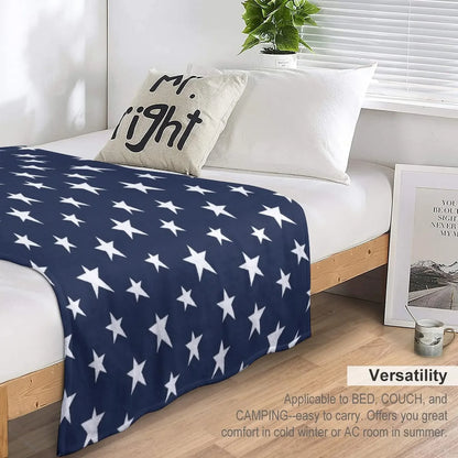 Rustic Stars on Navy Blue Throw Blanket Plaid Blankets For Bed Luxury Blanket anime
