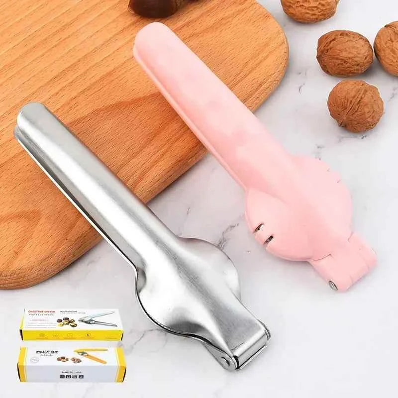 Stainless Steel Chestnut Clip Nutcracker Opener Nuts Peeler Shelling Walnut Cracker Sheller 2in1 Kitchen Gadgets and Accessories