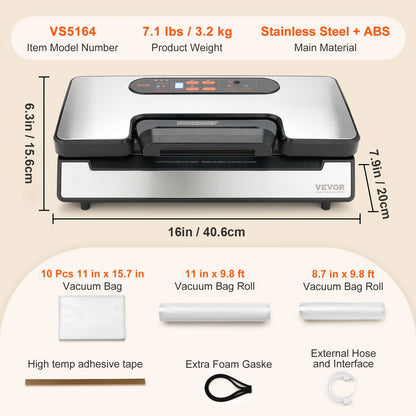 Commercial Vacuum Sealer Machine Multifunction Automatic Food Packaging with Bag Roll Storage Cutter for Home Kitchen