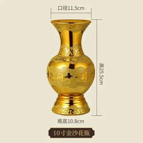 Stainless steel golden vase ceramic vase Buddhist hall and Buddhist utensils Offering Buddha Vase living room home decoration