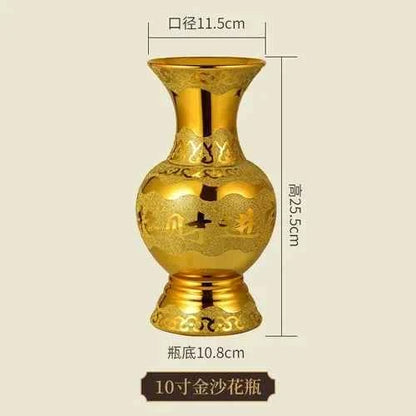 Stainless steel golden vase ceramic vase Buddhist hall and Buddhist utensils Offering Buddha Vase living room home decoration