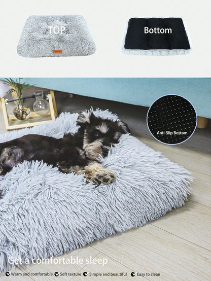 Washable Plush Pet Crate Bed — Anti-Slip Mat for Dogs & Cats, All Sizes