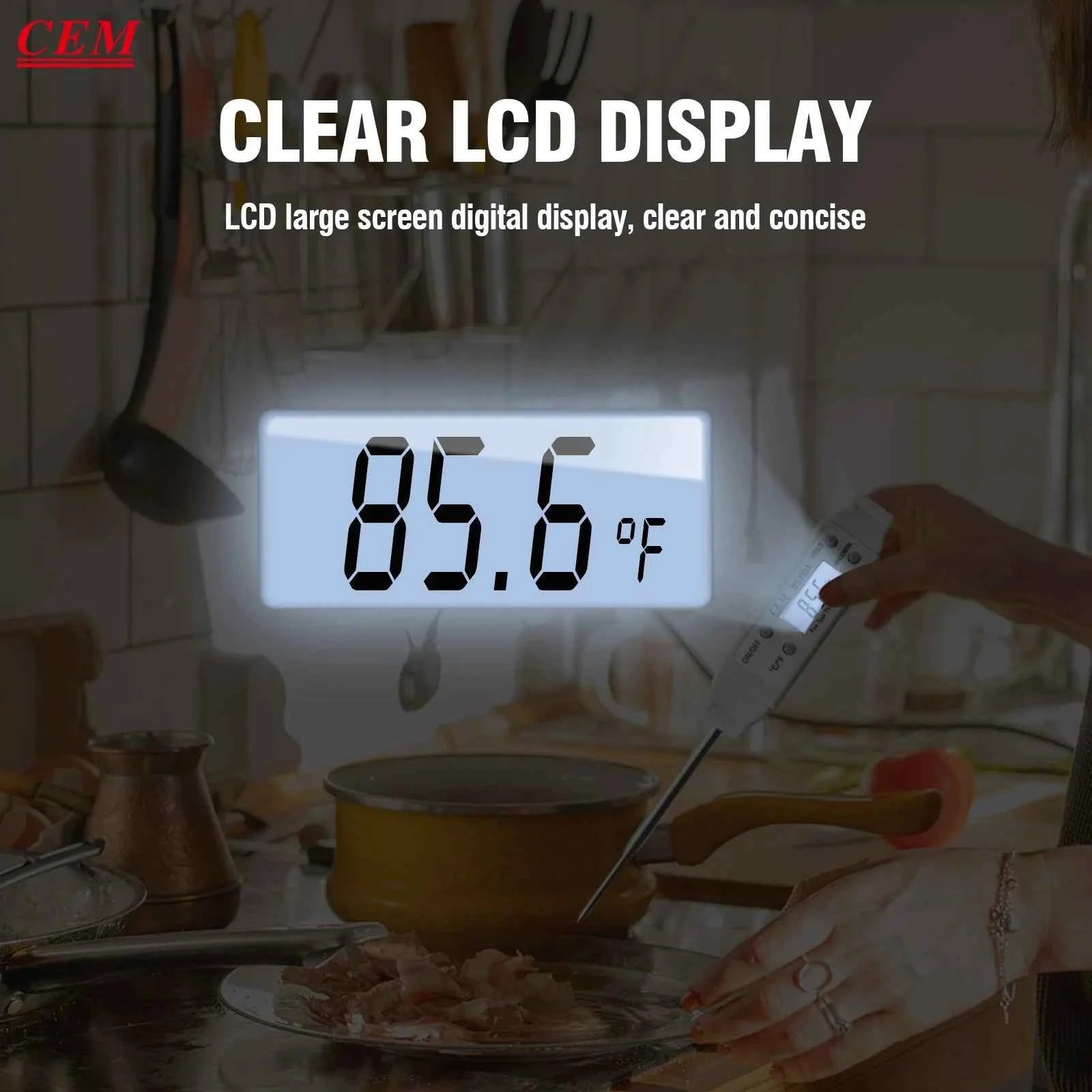 CEM DT-133A Pen Type Thermometer Digital Cooking Pocket Thermometer With Backlight and Magnet for BBQ