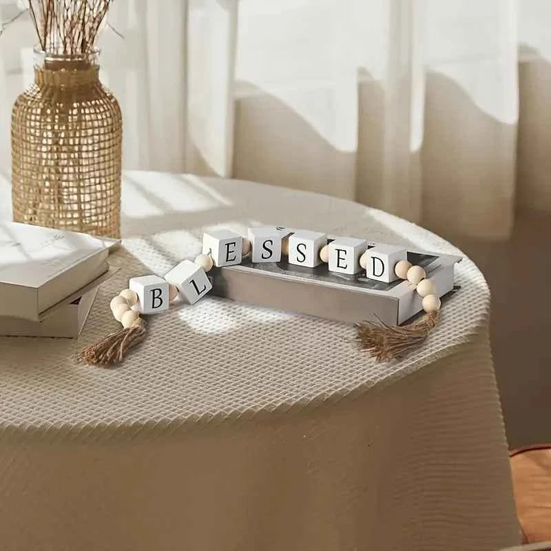 Rustic Wooden Letter Garland with Tassels - "Home" Design for Cozy Home Decor, Perfect for Shelves, Mantels, or Walls - Warmth