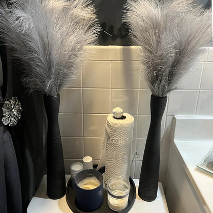 40cm Modern Ceramic Vase White Black Plants Ornaments Minimalist Vase for Living Room Home Office Party Decoration Flower Bottle