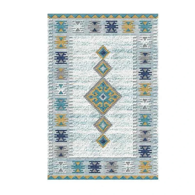 VIKAMA Washable Foldable Imitation Cashmere Carpet Entry Door Mat Persian Retro Style Living Room Bedroom Bed Soft Mat