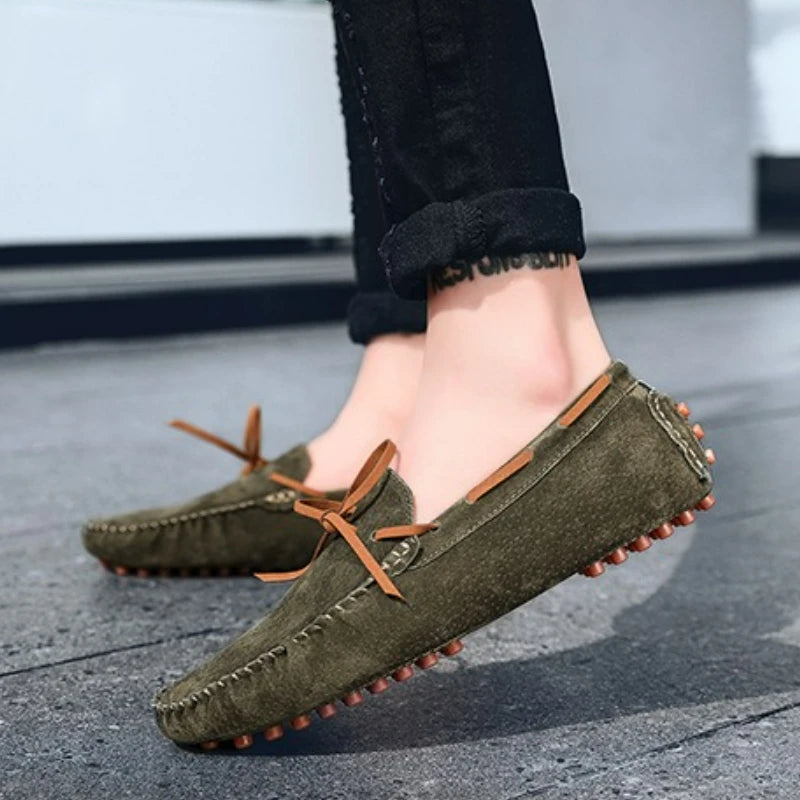 Men's Suede Loafers | Classic Leather Slip-On Driving Flats | Plus Size 38-49