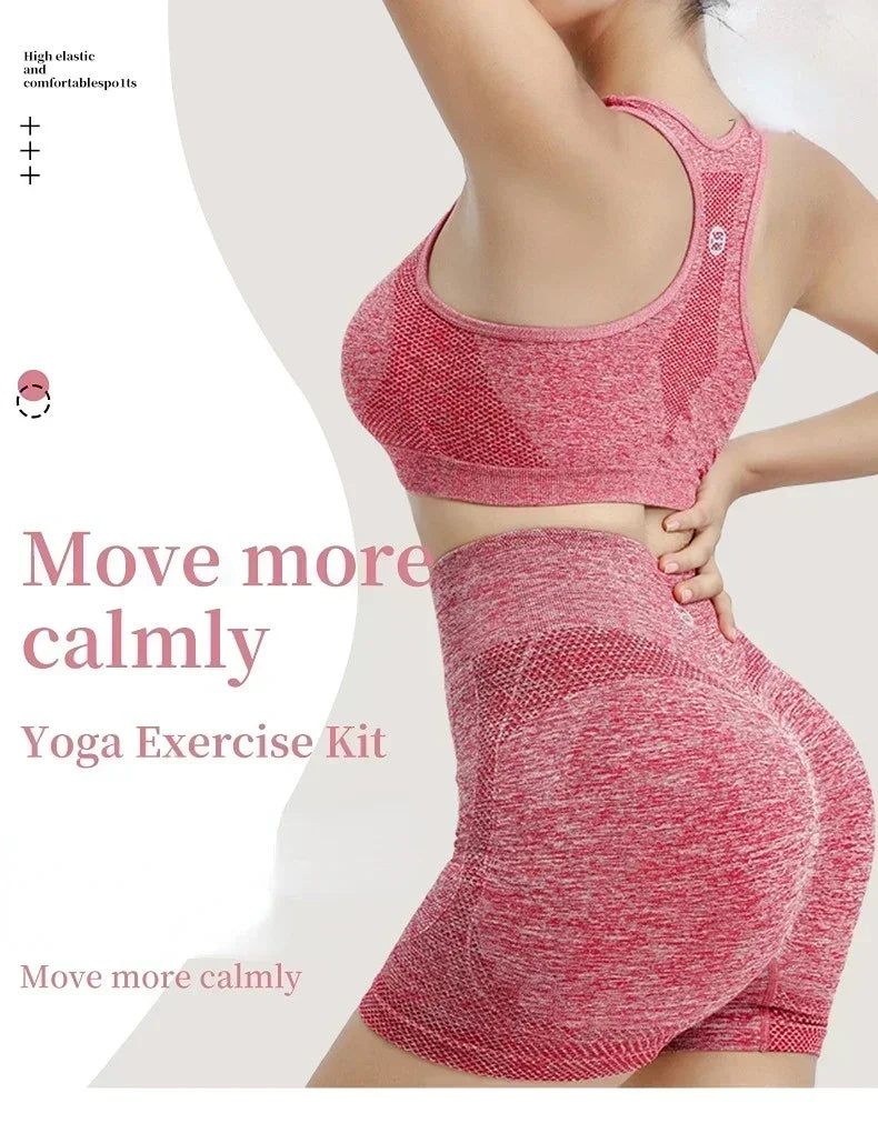 Women’s Seamless Yoga Set — Sports Bra, Shorts & Leggings