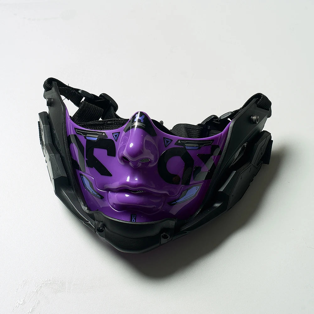 JAUPTO Cyberpunk Mecha Half Mask Breathable Tactical Cosplay for Halloween Rave Streetwear