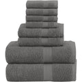 8-Piece Towel Set: 2 Bath, 2 Hand, 4 Washcloths, 100% Cotton, Lightweight