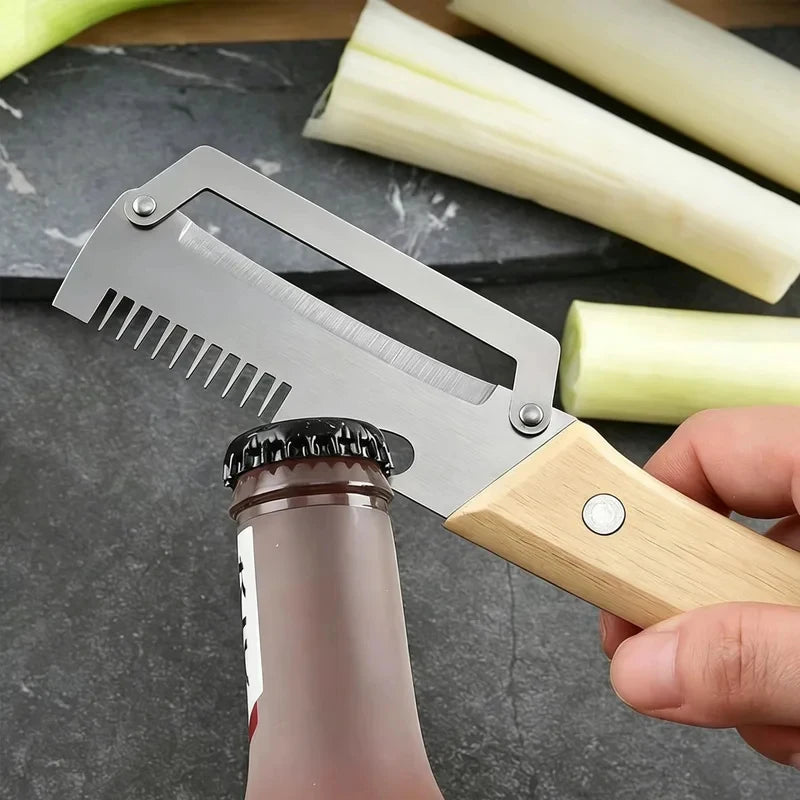 Stainless Steel Kitchen Peeler with Wooden Handle for Fruit and Vegetable Peeling and Slicing