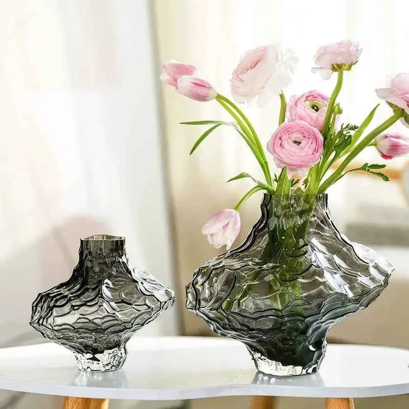 Vase in The Ancient Style Canyon Glass Thickened Creative Senior Sense of Home Decoration Valley Flower
