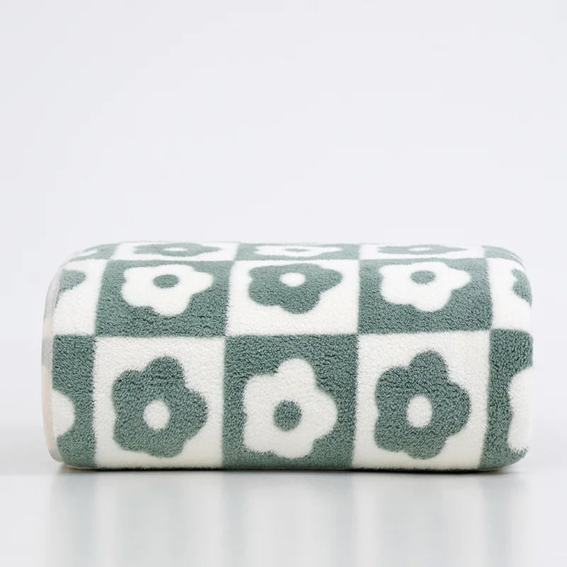 35x75cm Flower PatternCoral Velvet Absorbent Quick Drying Face Towel Soft - Bath Towel
