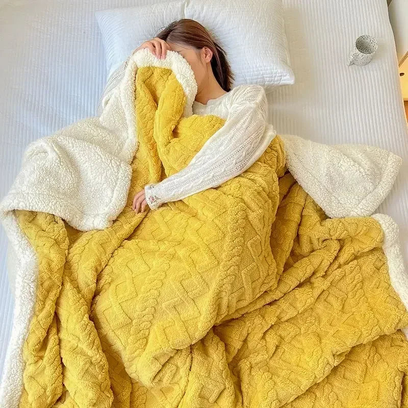 Tafu Flannel Double-layer Blanket Thick Sofa Office Nap Cover Blankets Student Dormitory Bed Sheets Air Conditioning Blankets