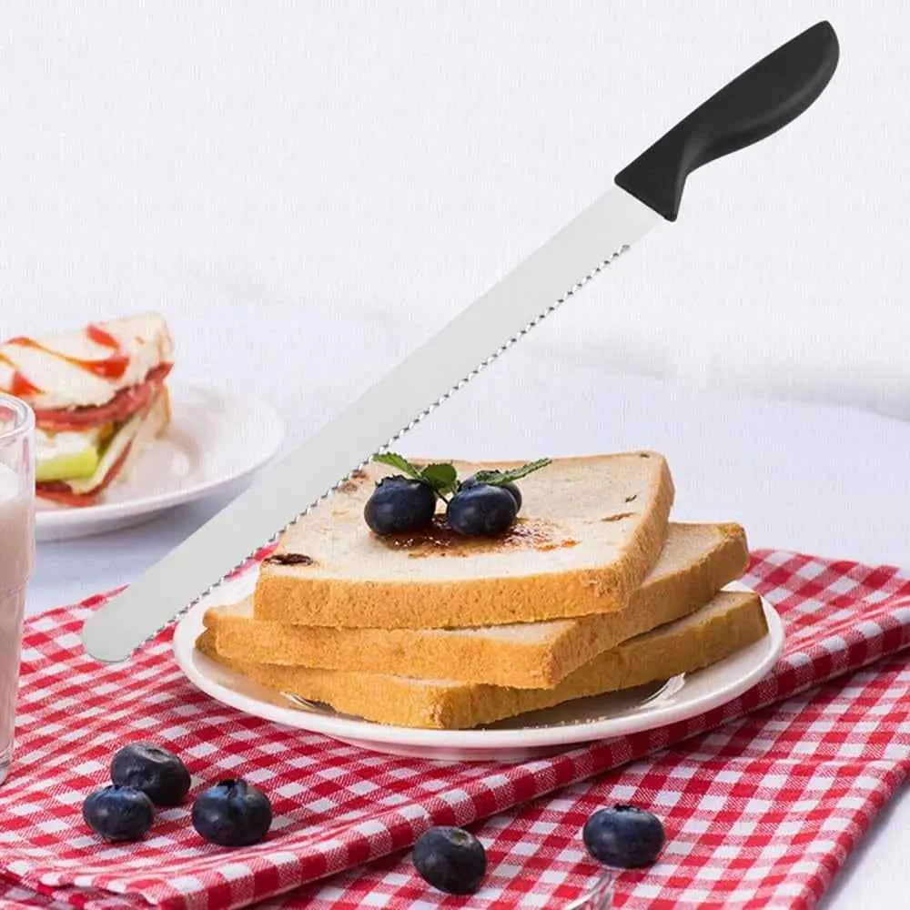 10/12 Inch Best Serrated Edge Bread Knife Cake Cutter Long Baguette Knife Stainless Steel Bread Slicer Reusable Easy To Clean
