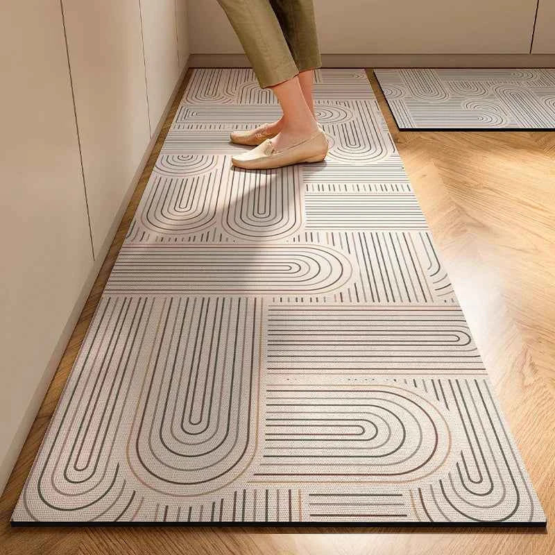 VIKAMA Germany Wabi-sabi Style Kitchen Mats Non-slip Anti-oil Wipe Washable Diatomite Absorbent Mats Waterproof Foot Mats