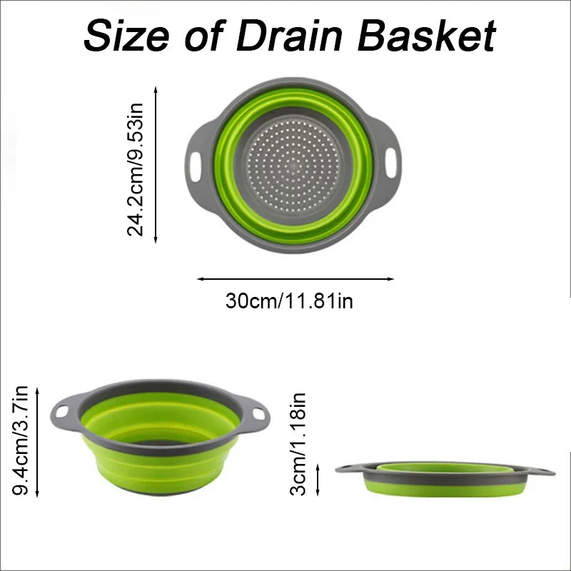 Silicone Collapsible Travel Colander and Kitchen Strainer for Pasta, Fruit and Vegetables