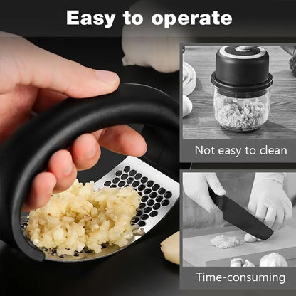 Heavy Duty Stainless Steel Garlic Press and Mincer with Soft Handle