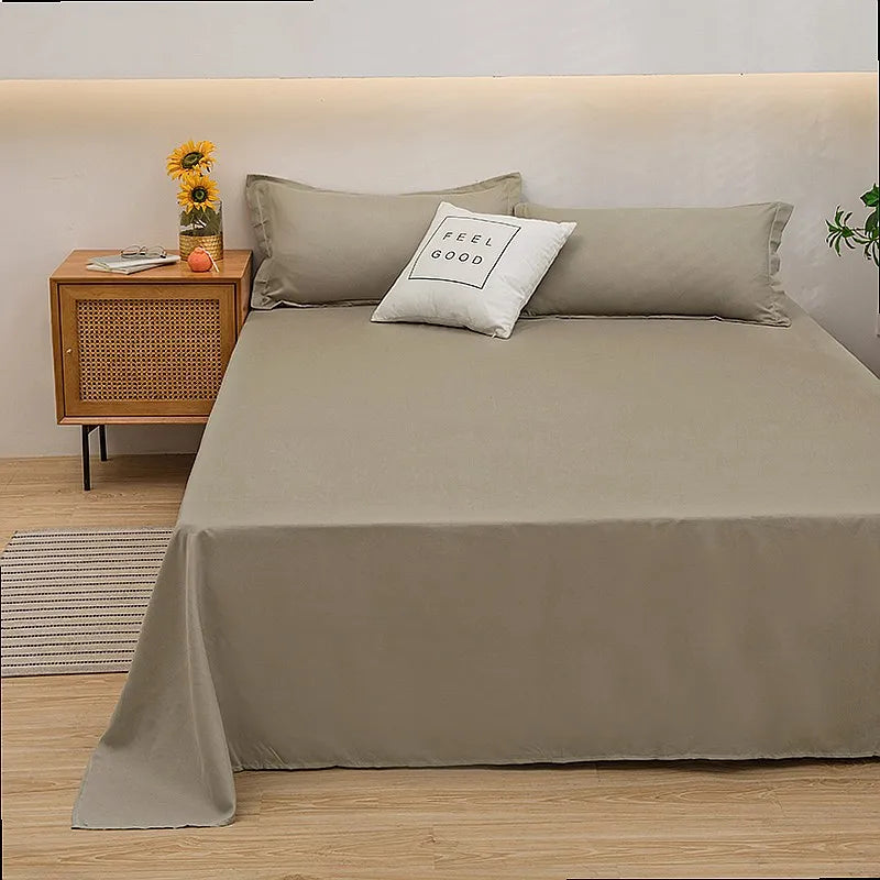 One Solid Color Simple Sheet Machine Washable Single Double Bed Linen Student Dormitory Sheet