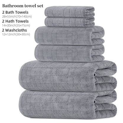 6-Piece Towel and Bath Towel Set, 2 Bath Towels + 2 Hand Towels