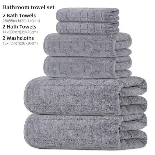 6-Piece Towel and Bath Towel Set, 2 Bath Towels + 2 Hand Towels