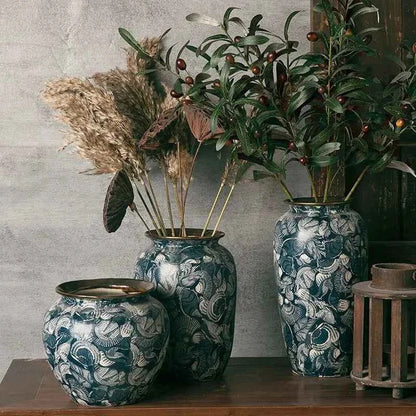 New Ceramic Vase, Flower Arrangement Pottery Jar, Hotel Homestay, Light Luxury Table Decoration, Retro Art Ornament