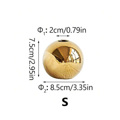 Luxury Galvanized Silver Ball Ceramic Vase Living Room Dining Table Art Vase Plant Flower Flower Arrangement Countertop Ornament