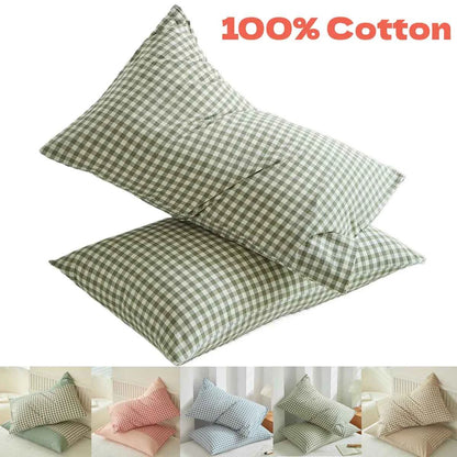 Pillowcase Envelope Style Plaid Couples Plain Ins 48x74cm 100% Pure Cotton Home Textile Household Bedroom Throw Pillow Case