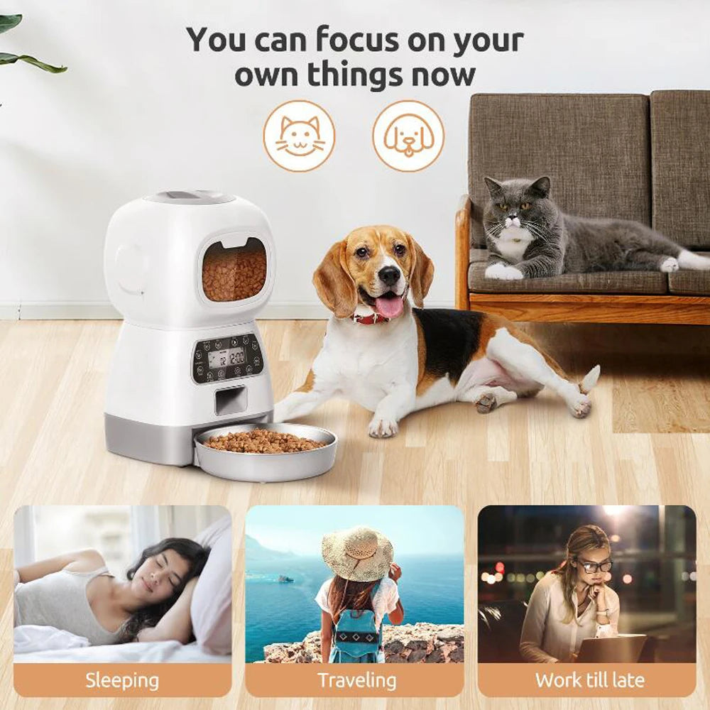 3.5L Automatic WiFi Pet Feeder — Smart Scheduling, Voice Recorder & Slow-Feed Design