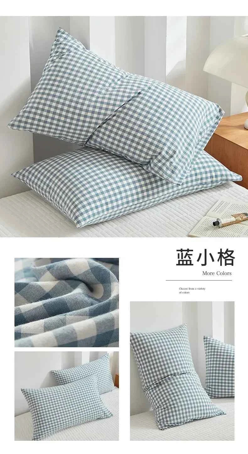 Pillowcase Envelope Style Plaid Couples Plain Ins 48x74cm 100% Pure Cotton Home Textile Household Bedroom Throw Pillow Case