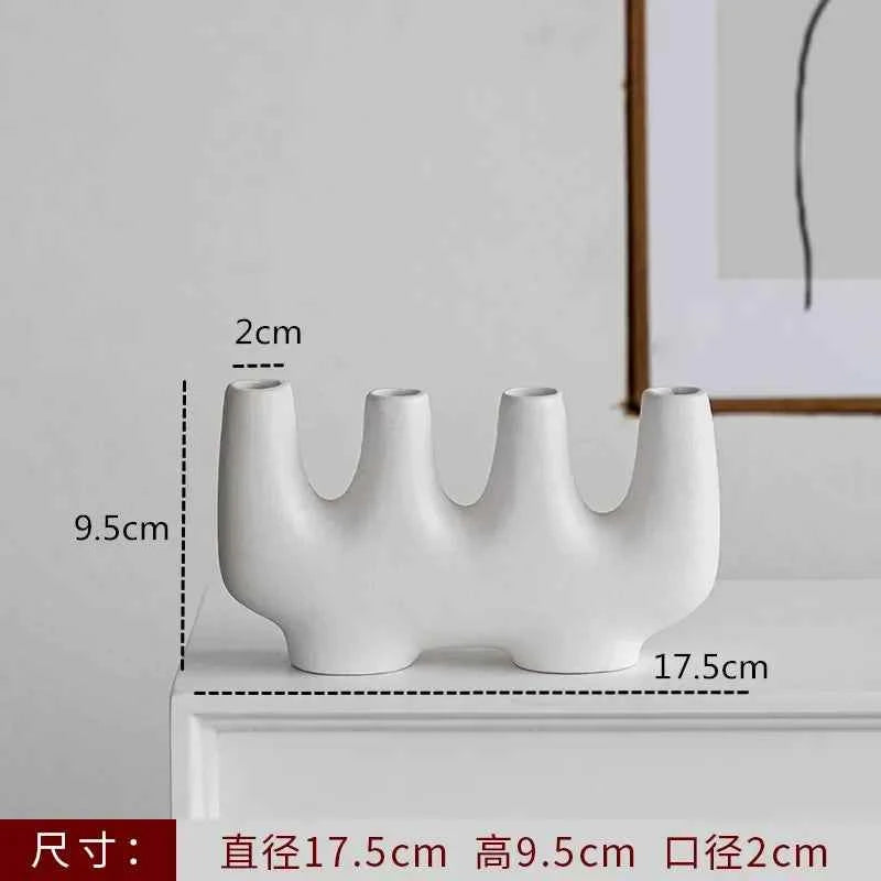 Nordic Decoration Home Flower Vase Black and White Art Ceramic Vase Minimalism Dried Flower Arrangement Accessories B&B Ornament