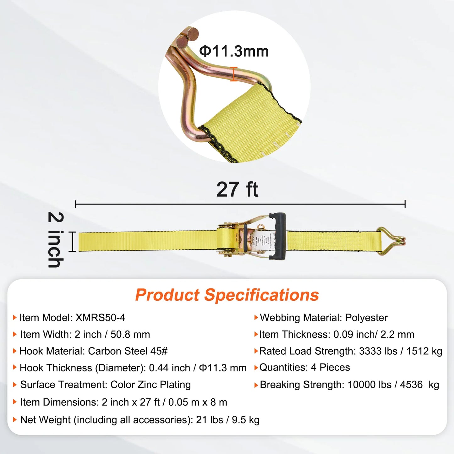 4pcs 2/4/8M Ratchet Strap Tie Down Cargo Belt with Metal Buckle Tensioner Strong Lashing for Luggage Car Motorcycle