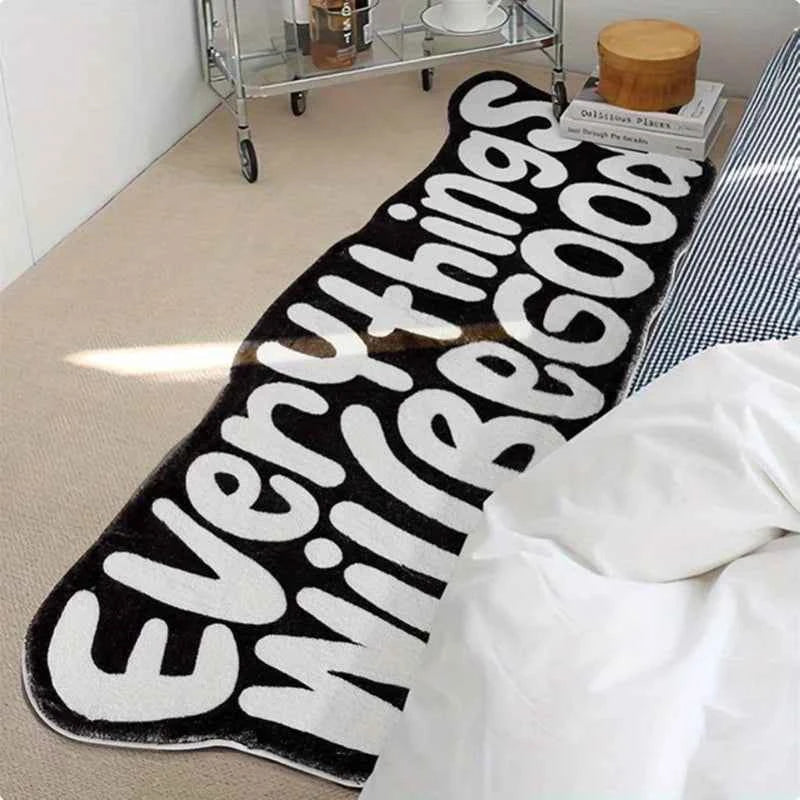 VIKAMA Everything Will Be Good Carpet Encouragement Carpet Living Room Carpet Rug For Bedroom    Bedside Floor Mat Doormat Home