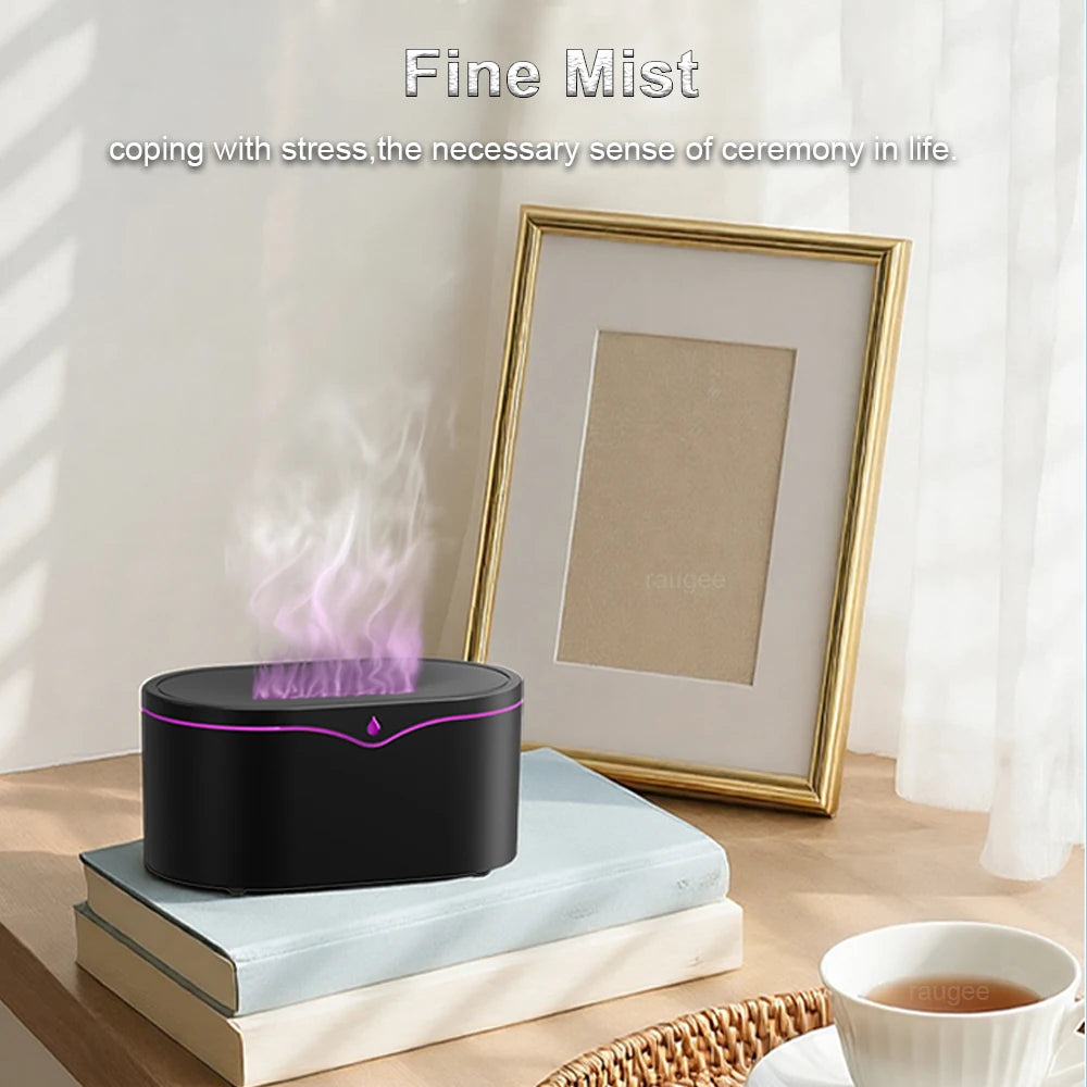Flame Aroma Humidifier with LED Light, Essential Oil Diffuser