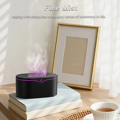 Flame Aroma Humidifier with LED Light, Essential Oil Diffuser