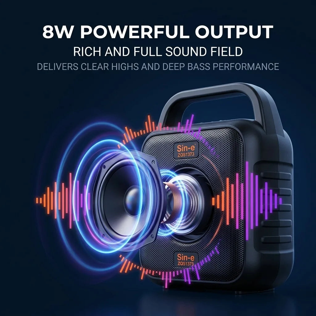 Portable Bluetooth Speaker – RGB LED, Heavy Bass, Phone Holder, FM Radio, TF Card & USB