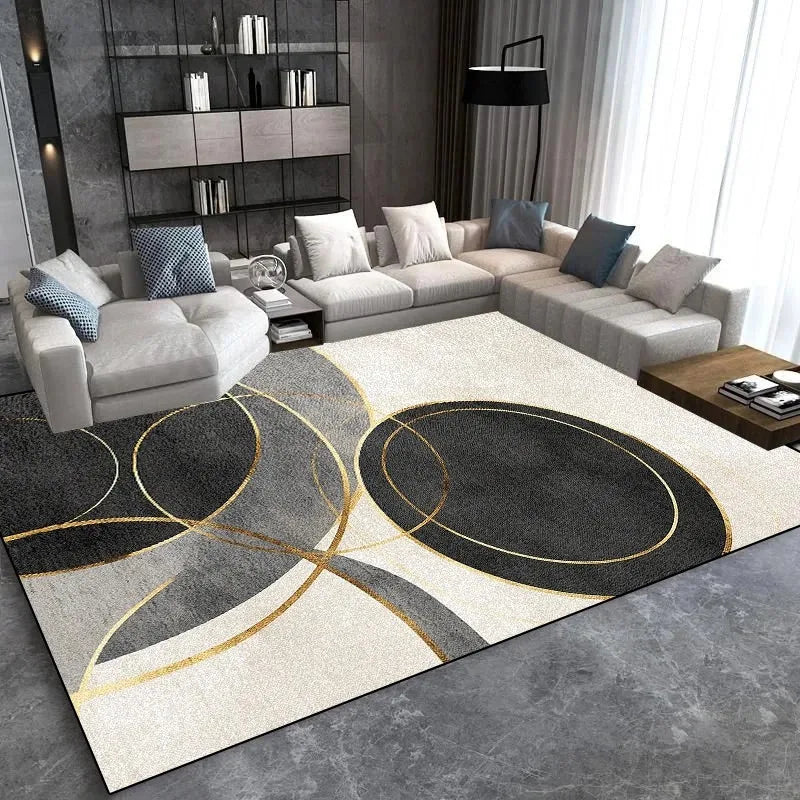 Modern Light Luxury Large Area Rug – Non-Slip Washable Living Room & Bedroom Carpet