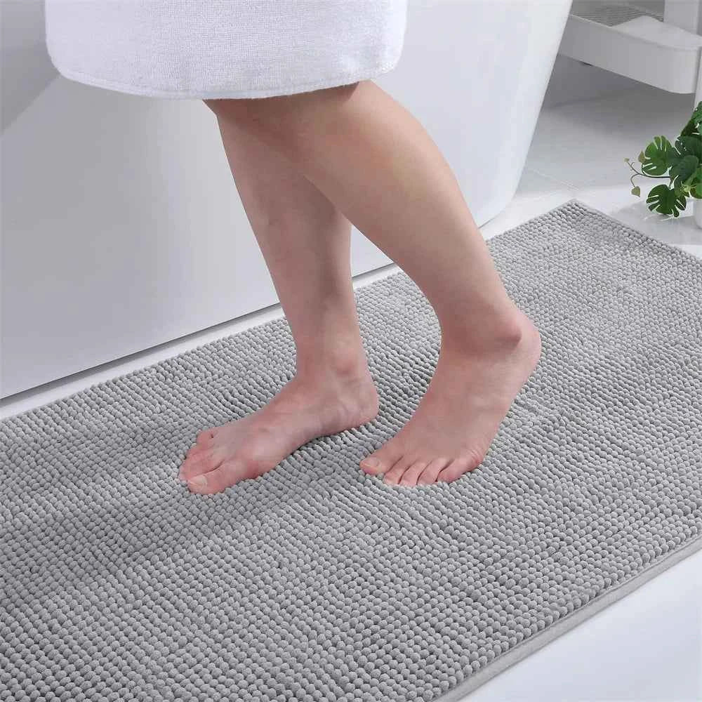 Olanly Chenille Bathroom Rug Extra Soft Shaggy Bath Mat Non-Slip Bathroom Floor Mat Water Absorbent Plush Microfiber Rugs Shower