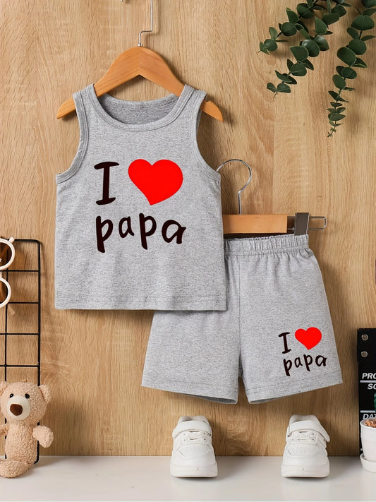 Baby Boys Letter-Print Vest & Shorts 2-Piece Set