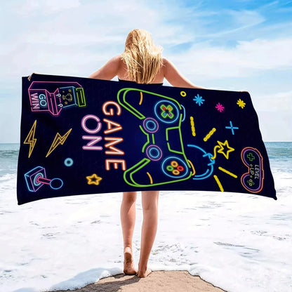 Microfiber Game Print Beach Towel | Quick-Dry Soft Lightweight Summer Towel